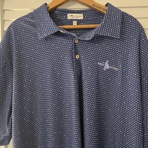 Peter Millar Mens Polo, XXL / 2XL, Blue Circular Pattern, Excellent Condition